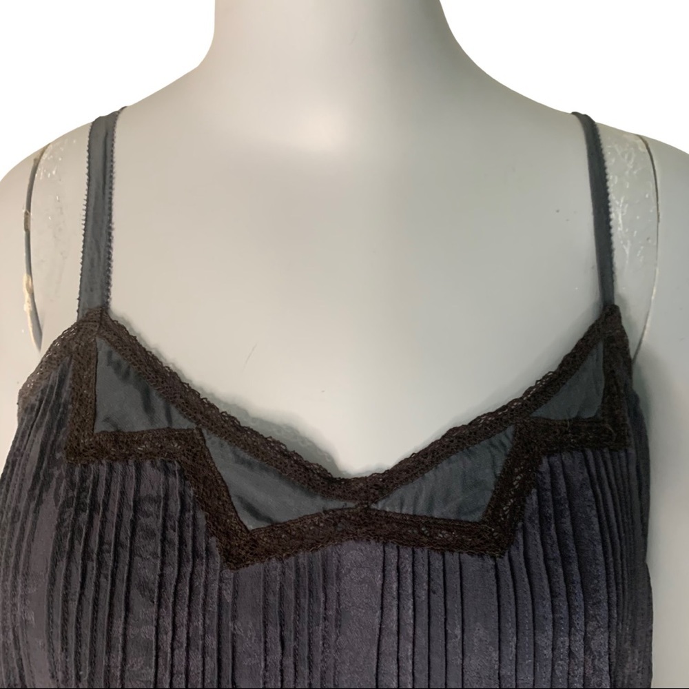 REBECCA TAYLOR 100% Silk Jacquard Blue Loose Fit Tank Size 8 - Picture 2 of 16